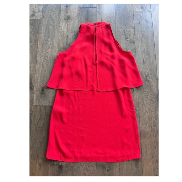 Zara Woman Red Crepe Cold Shoulder Flutter Sleeve Sheath Dress Size S - Picture 4 of 7